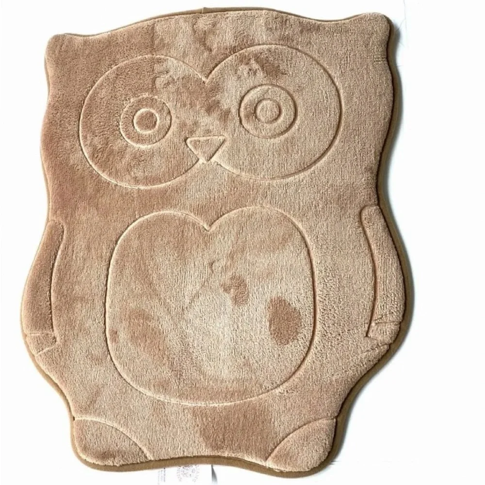 Owl Shaped Brown Comfort Foam Bath Mat Rug